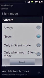 To turn off vibration:Press Never.