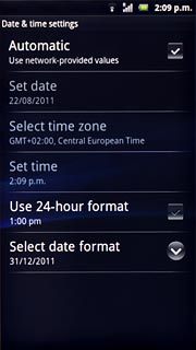 Press Automatic to turn automatic date and time update on or off.
