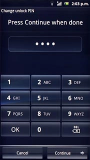 Key in the required phone lock code and press Continue.
