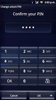 Key in the phone lock code again and press OK.