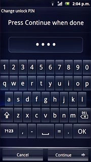 Key in the required phone lock code and press Continue.
