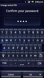 Key in the phone lock code again and press OK.
