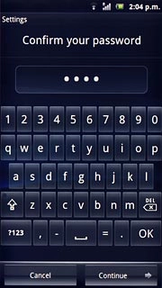 If the phone lock code is a password:Key in the current phone lock code and press Continue.