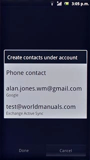Press Phone contact or the required email account.