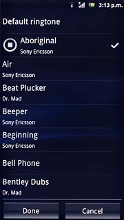 Press the required ring tone to listen to it.