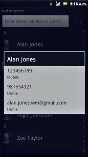 Press the required phone number or the required email address.
