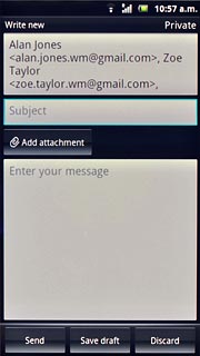 Press Subject and key in a subject for the email message.