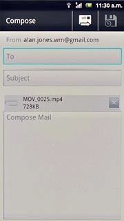 An email message containing the picture or video clip is created.Press To.