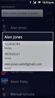 Press the required phone number or the required email address.Write subject and text for your picture message.