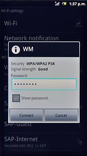 Follow the instructions on the display to select security settings, if required.Press Connect.