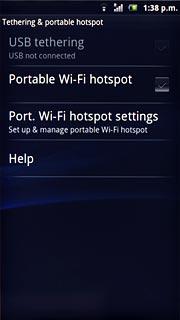 Press Port. Wi-Fi hotspot settings.