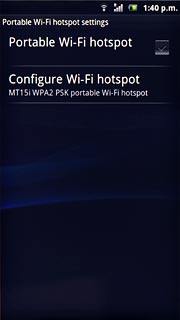 Press Portable Wi-Fi hotspot to turn on the Wi-Fi hotspot.