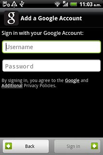 Press Username and key in the username for your Google account.