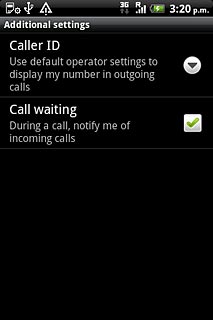 The current settings are displayed.Press Call waiting to turn the function on or off.