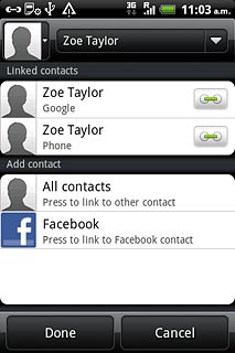 Press the merge icon next to the required contact.