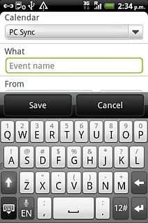 Press Event name and key in a subject for the appointment.