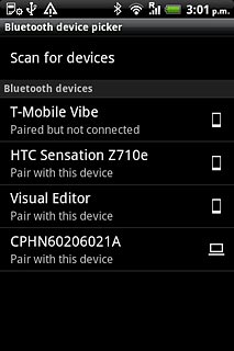 Press the required Bluetooth device.