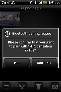 Check that the same access code is displayed on both devices and press Pair.You also need to accept the access code on the other device.The file is sent.