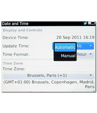 Press Automatic or Manual to turn automatic date and time update on or off.