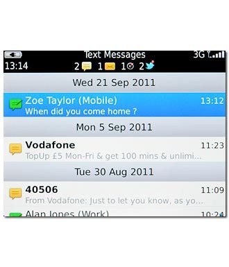 Press and hold the required text message until a pop-up menu is displayed.