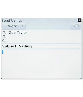 Press the text input field.Write the text for your email message.