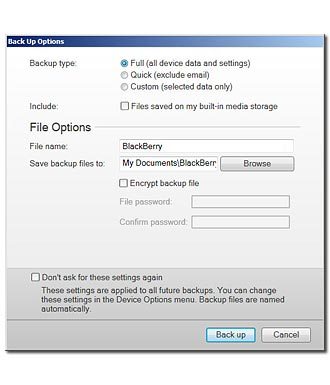 Click Back up to back up the phone memory to the computer.
