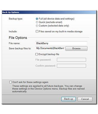 Select Full (all device data and settings).