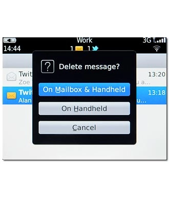 To delete the email message from the server:Press On Mailbox & Handheld.