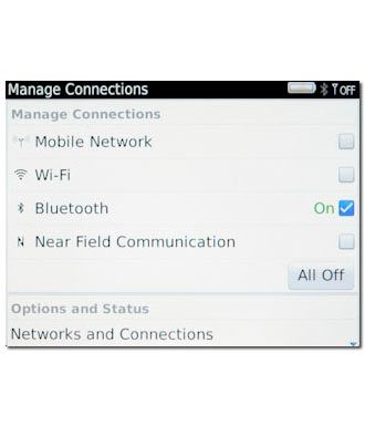 When the box next to the menu item is ticked (V), Bluetooth is turned on.