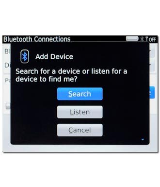 Press Search.Your phone now searches for devices and after a moment, a list of Bluetooth devices within range is displayed.