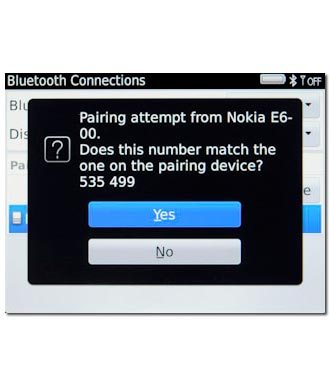 Check that the same access code is displayed on both devices and press Yes.The Bluetooth device is added.