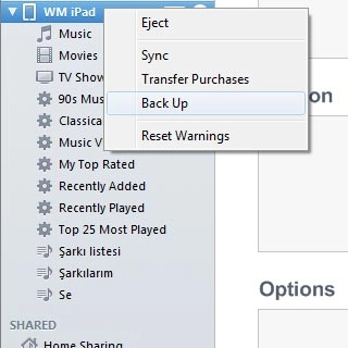 Select Back Up.