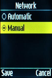 Scroll to Manual and press the Navigation key.Your phone searches for networks within range.A list of available networks will show on your display.