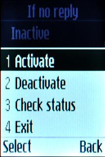 Scroll to Activate and press the Navigation key.A request to change the setting is sent to the network.