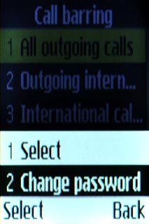 Scroll to Change password and press the Navigation key.