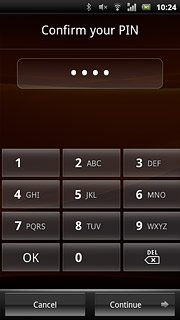 If the phone lock code is a PIN:Key in the current phone lock code and press Continue.