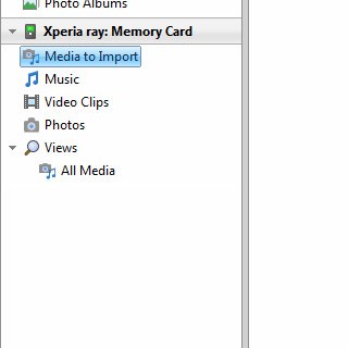 Press Media to Import below Xperia ray: Memory Card on the left side of the screen.