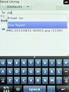 Press the required contact.Write subject and text for your email message.