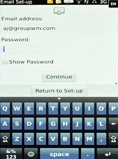 Press the field below Password and key in the password for your email account at your email provider.