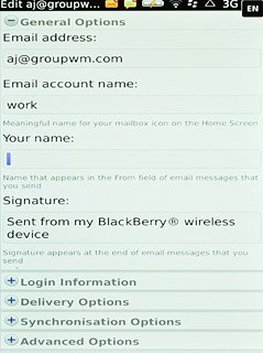 Press the field below Your name and key in the required sender name.