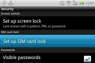 Press Set up SIM card lock.