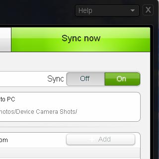 Select Sync now to back up the phone memory to the computer.