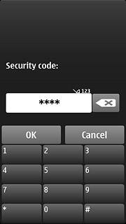 Key in the phone lock code and press OK.