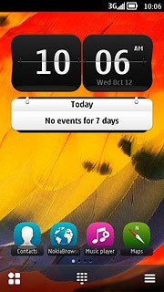Drag your finger right or left on the display to select the required standby mode.Press the menu icon.Choose one of the following options:Select background image, go to 1a.Organise display shortcuts, go to 1b.