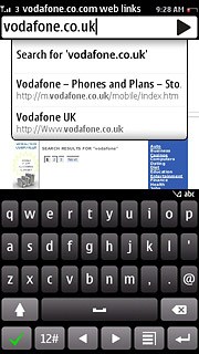 Key in the address of the required web page and press arrow right.