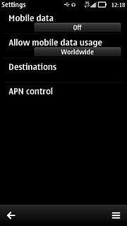 Press Mobile data to select On or Off.