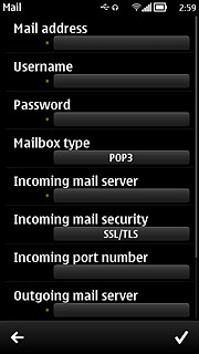 Press Incoming mail server.Key in the name or IP address of your email provider's incoming server.