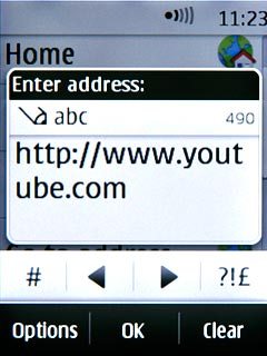 Key in http://www.youtube.com and press OK.