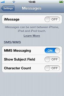 Press the indicator next to iMessage.Depending on the current setting, the function is turned on or off.