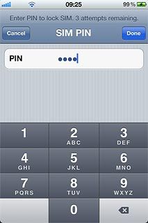 Key in your PIN and press Done.Depending on the current setting, the function is turned on or off.